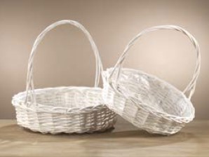 CESTO TONDO C/M. S/2PZ. H11-12 D42-48CM. BIANCO
