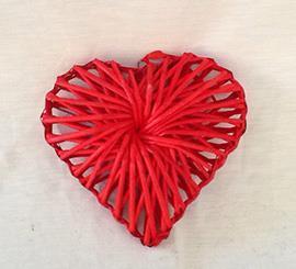CUORE VIMINI INTREC. H65 D30CM.ROSSO