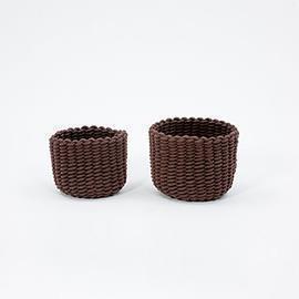 CESTI COTONE TONDI S/2PZ.H16-14 D22-26CM. MARRONE