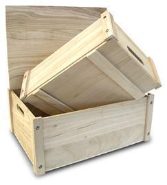 PAUL.WOOD BOX S/2 C/COPER. 32X24 H10- 38X28 H15