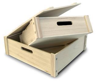 PAUL.WOOD BOX S/2 C/COPER. 23X23 H8- 33X33 H10
