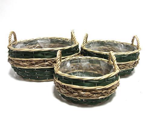 CESTI BOMBATI S/3PZ. H11-14-15 D22-27-32CM. VERDE