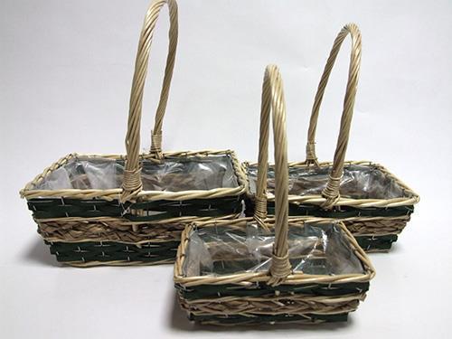 CESTO RETT.S/3PZ. H8-10-115 L21-26-31CM. VERDE