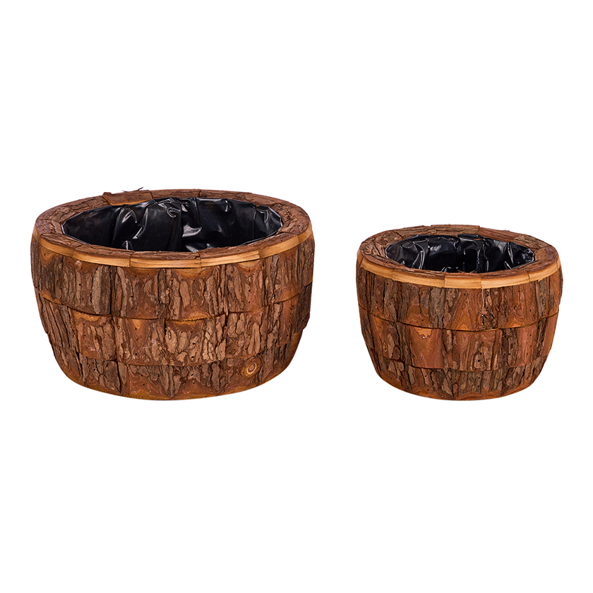 CESTO CORTECCIA S/2PZ. D21-30 H13-16CM. NAT.