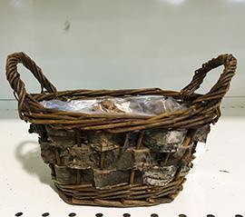 BASKET WILL.BIRCH OVAL W/HAND.D22X13 H10CM.