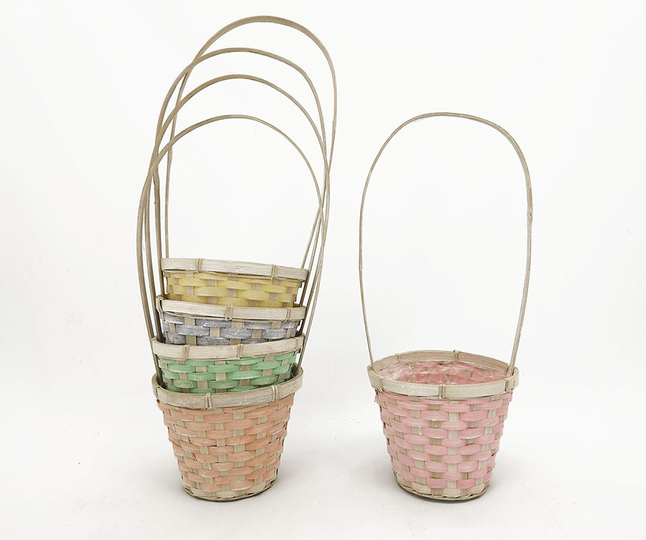 CESTO BAMBU C/MAN. H14/44 D16CM. 5PZ. COL.ASS.