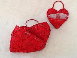 TASCA S/3 CUORI LEGNO APPEND.H37-25CM.RED