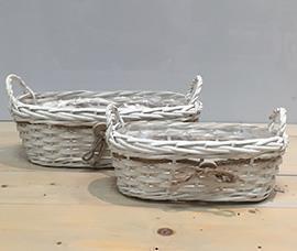 VASCH.OVAL.S/2PZ.BOTT. H11,5-10 D28X26 39X16CM.WH