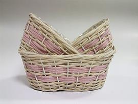 CESTO OVALE S/3PZ. H14-11-10 L35-30-26CM. ROSA