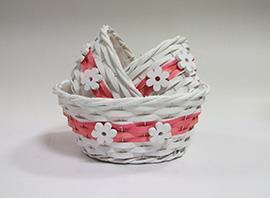 CESTO TONDO 3PZ.BICOL. FIORI H10-11-12 D18-22-27CM. RS