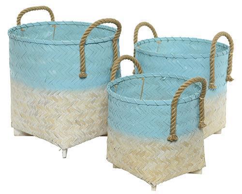 CESTI BAMBOO C/MAN. S/3PZ.H31-36-38 D29-35-40CM. SKY