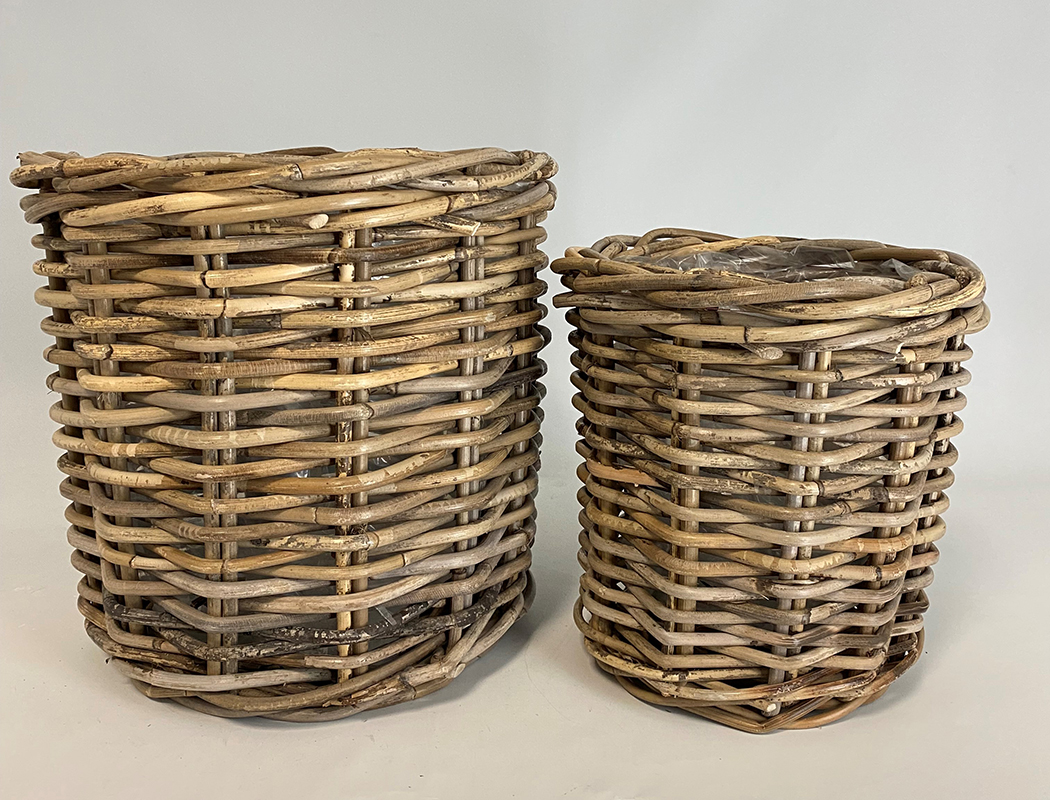 CESTO RATTAN S/2PZ. P.D26 H26 GR.D31 H31CM.