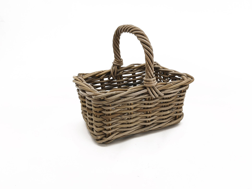 CESTO RATTAN RETT. C/MAN. 29X20 H13CM. NAT
