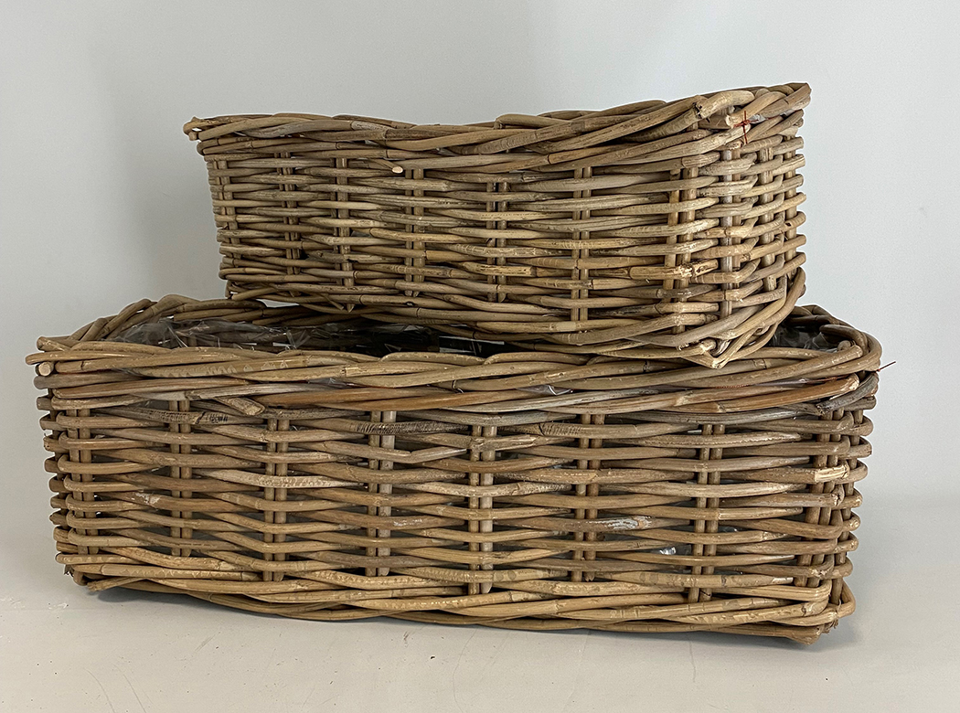 CESTO RATTAN RETT. S/2PZ. 50X16 60X23CM. H17-20