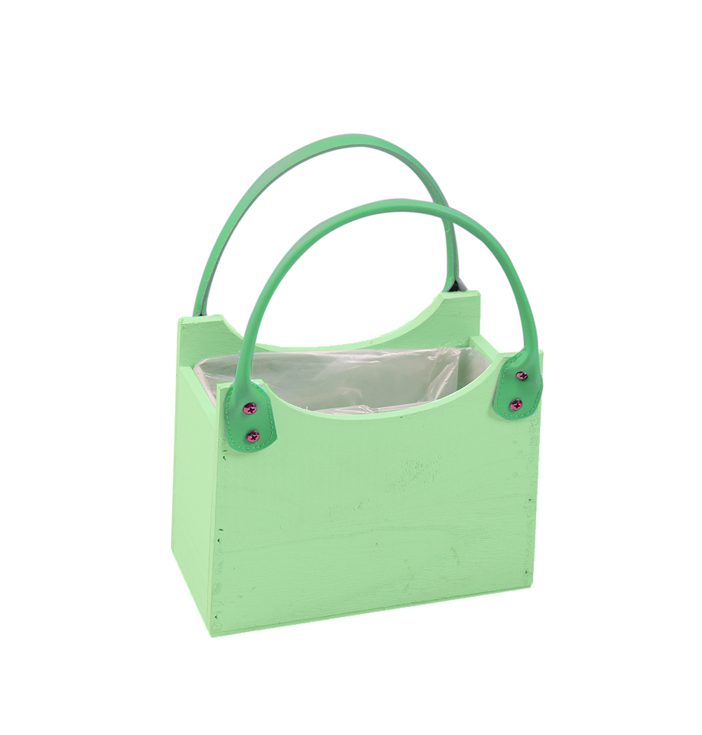 BORSA RETT.LEGNO MAN. PELLE H14 18X12CM. GRN