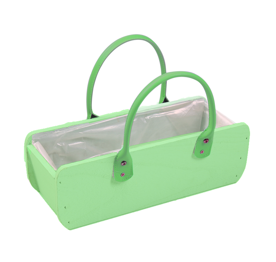 BORSA RETT.LEGNO MAN. PELLE H10 32X12CM. GRN