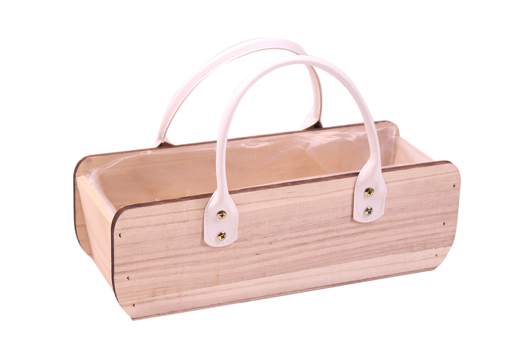 BORSA RETT.LEGNO MAN. PELLE H10 32X12CM. NAT
