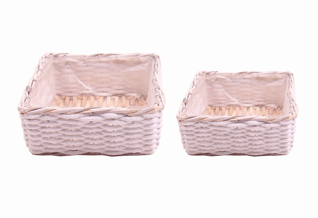 CESTO QDR.LANA S/2PZ. H7 16X16 H9 21X21CM. WH