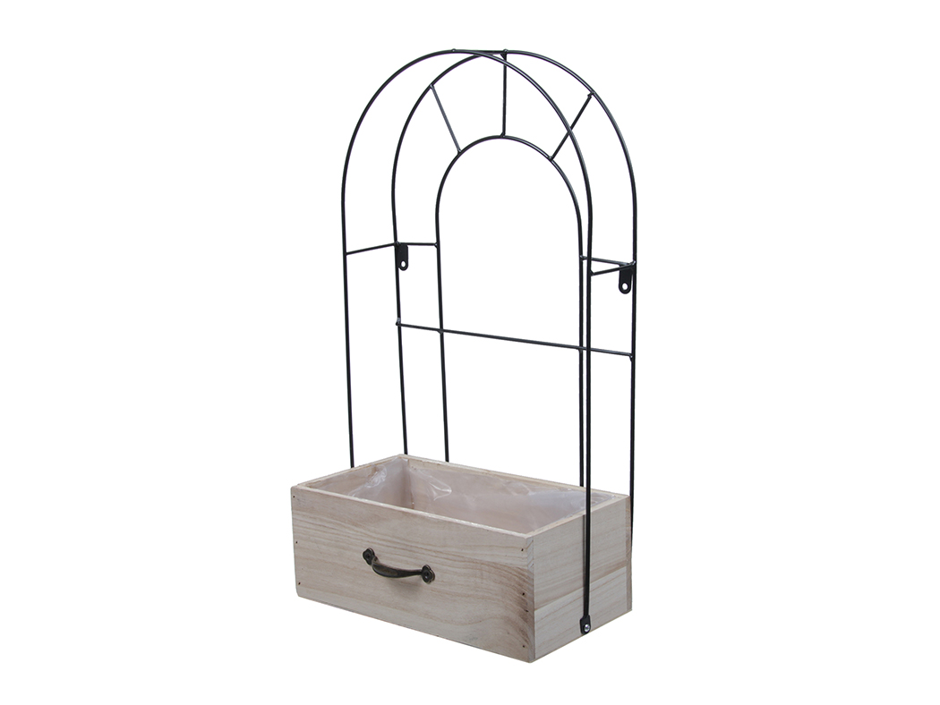 FIORIERA LEGNO E MET. H45 X26CM. NAT.