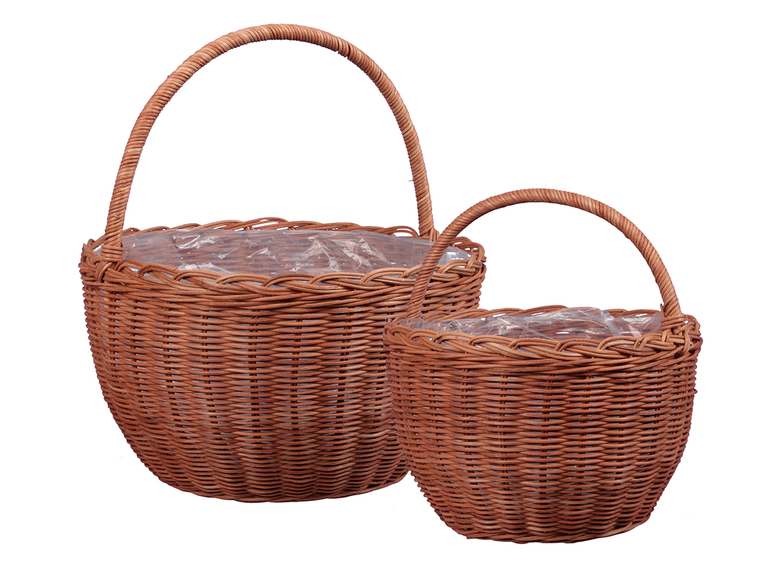 CESTO RATTAN C/MANICI S/2PZ. D.17-20CM.