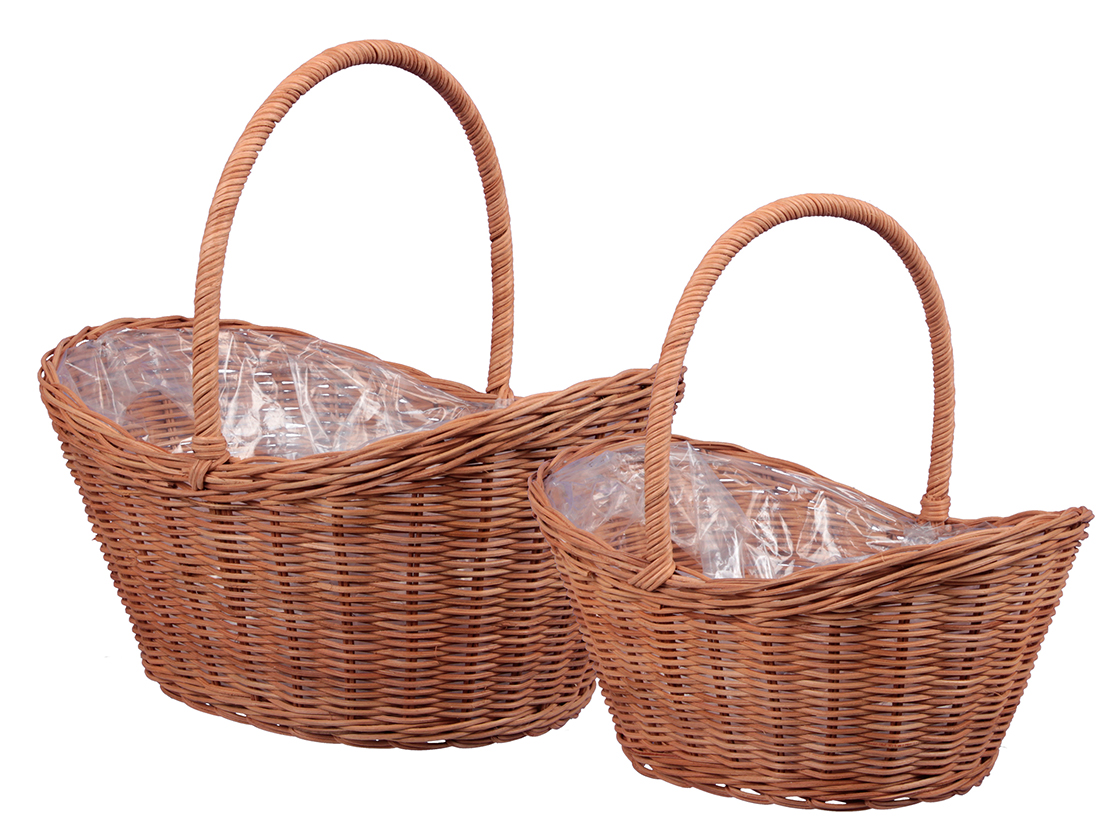 CESTO RATTAN C/MANICI S/2PZ. D.31-35CM.