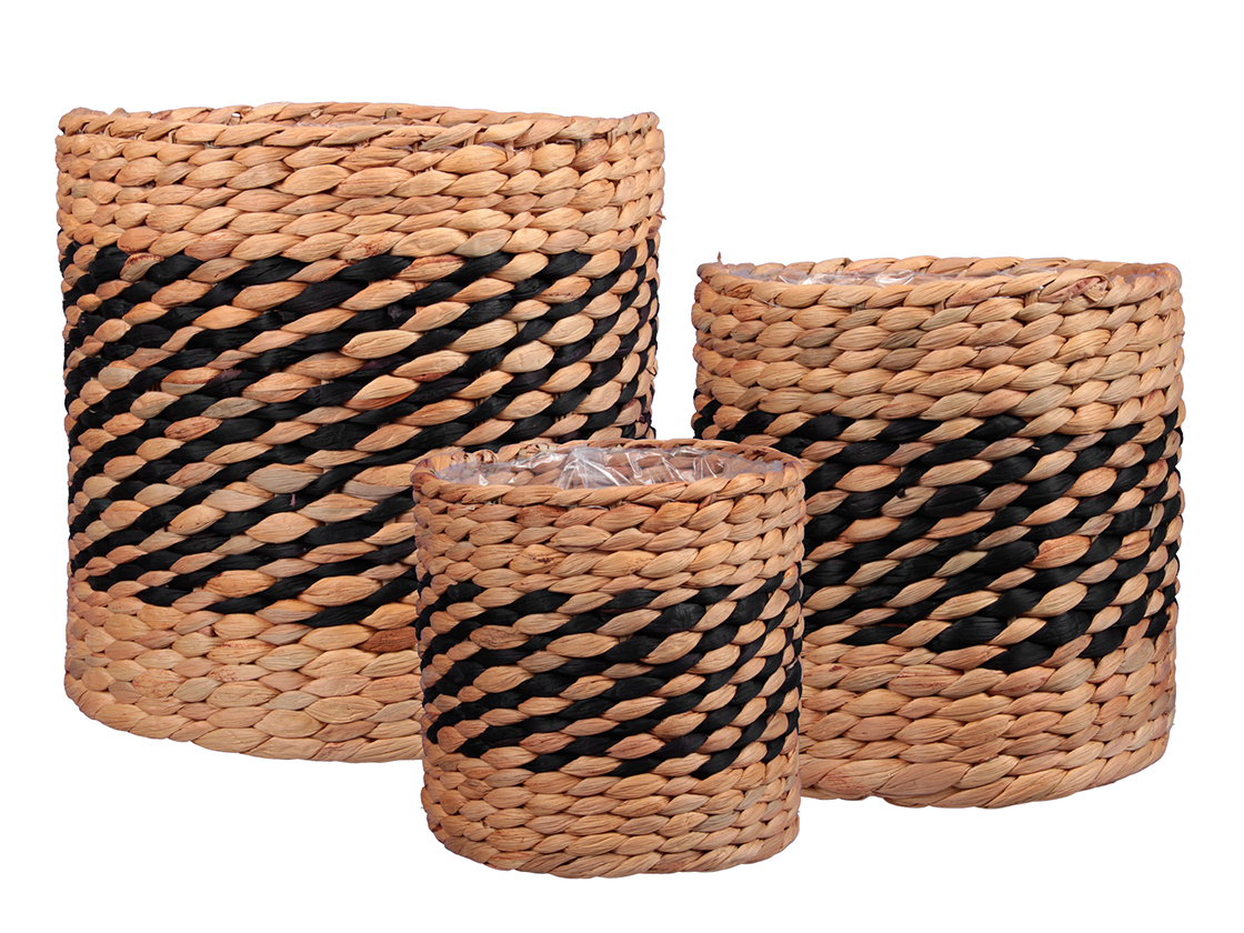 CESTO S/3PZ. D.17-21-26CM. NAT.BLACK