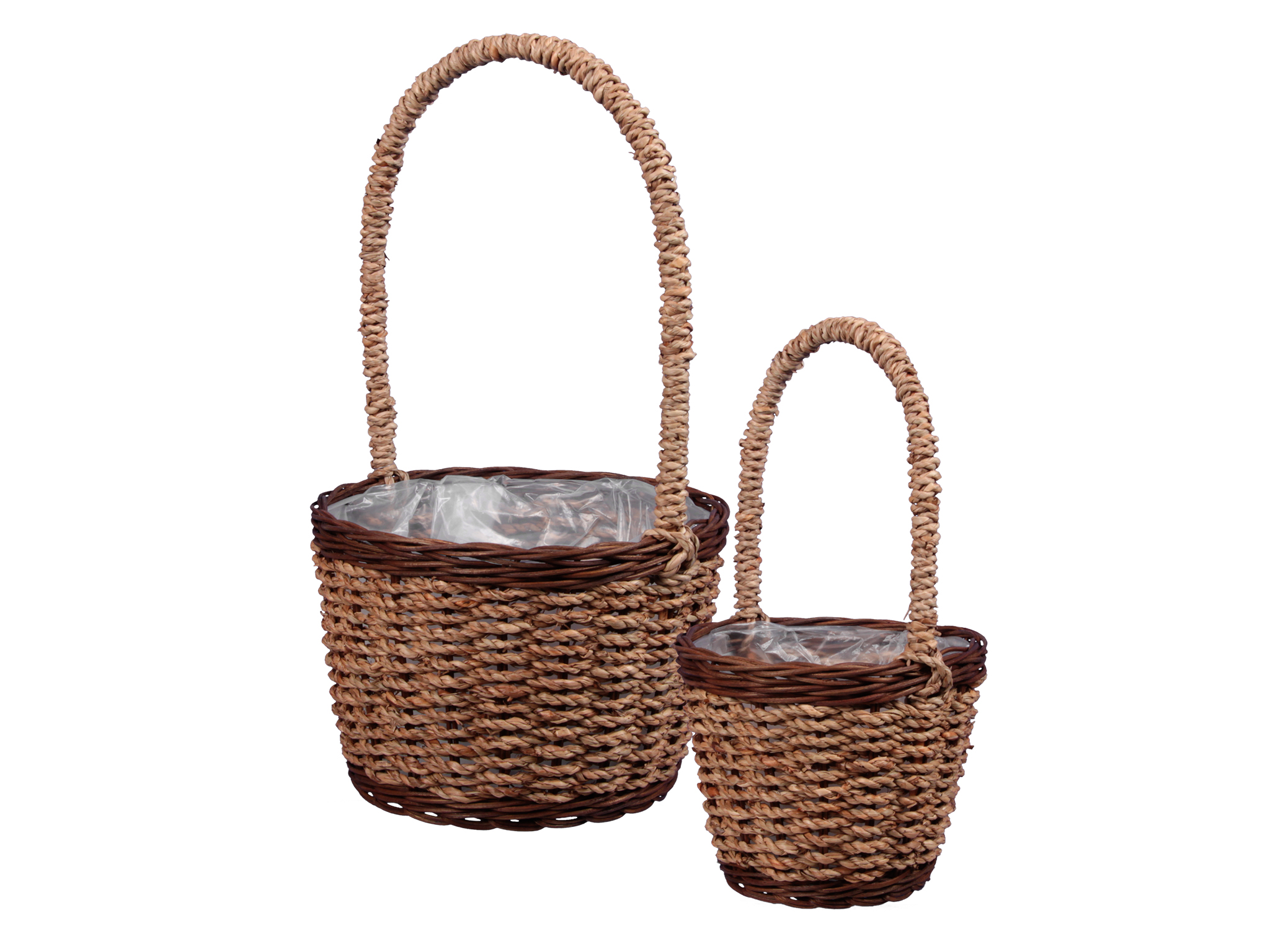 CESTO RATTAN C/MAN. S/2PZ. 16X12-21X15CM