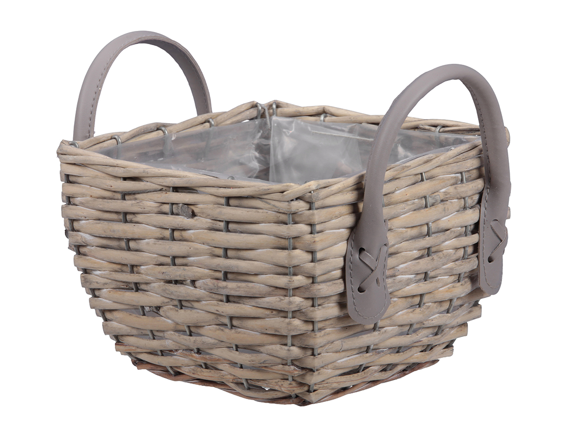 CESTO VIMINI C/MAN. 18X18 H.12CM. GREY