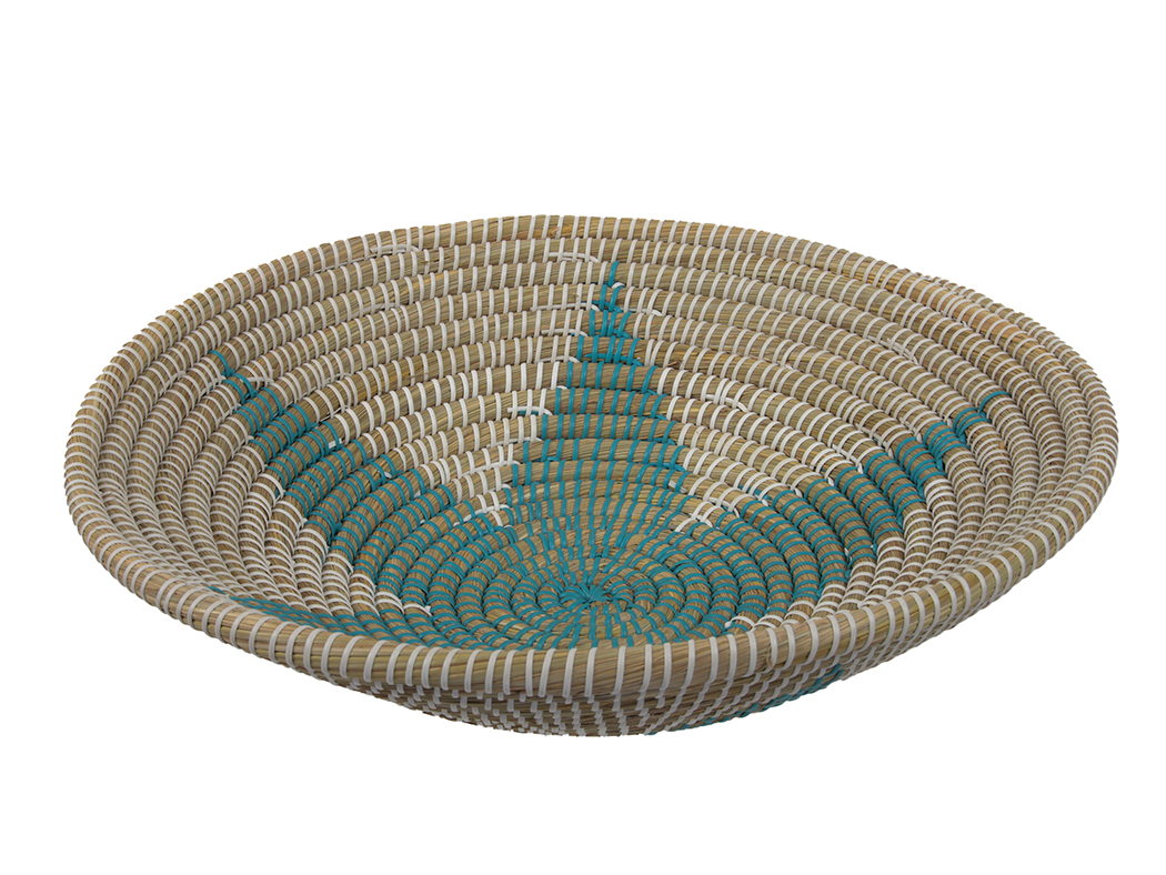 CESTO IN PAGLIA D.50CM. C/DEC. VERDE