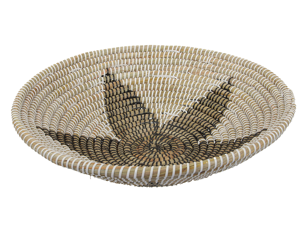 CESTO IN PAGLIA D.50CM. C/DEC. MARRONE