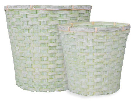 CESTO BAMBOO S/2PZ. D25-30 H23-27CM. VERDE