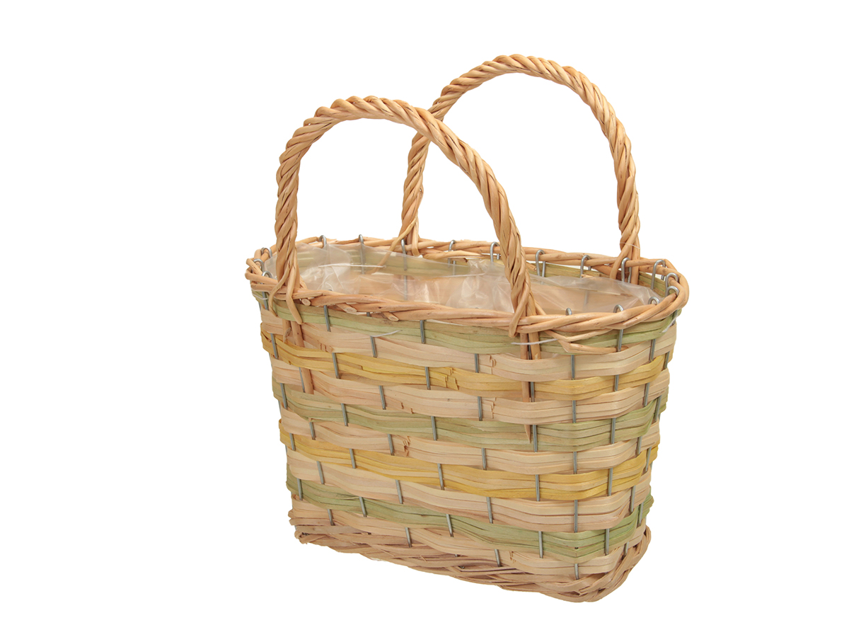 CESTO RETT. C/MANICI 27X15 H18CM. VERDE