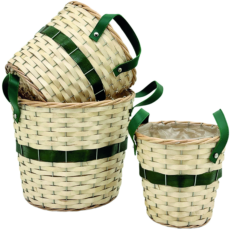 CESTO LEGNO RIGA VERDE S/3PZ. D19-24-28 H18-20-24CM.