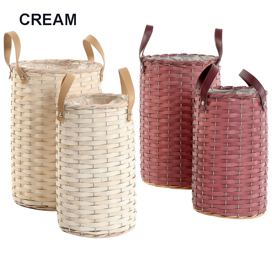 CESTO LEGNO TONDO S/2PZ. D18-23 H30-35CM. CREMA