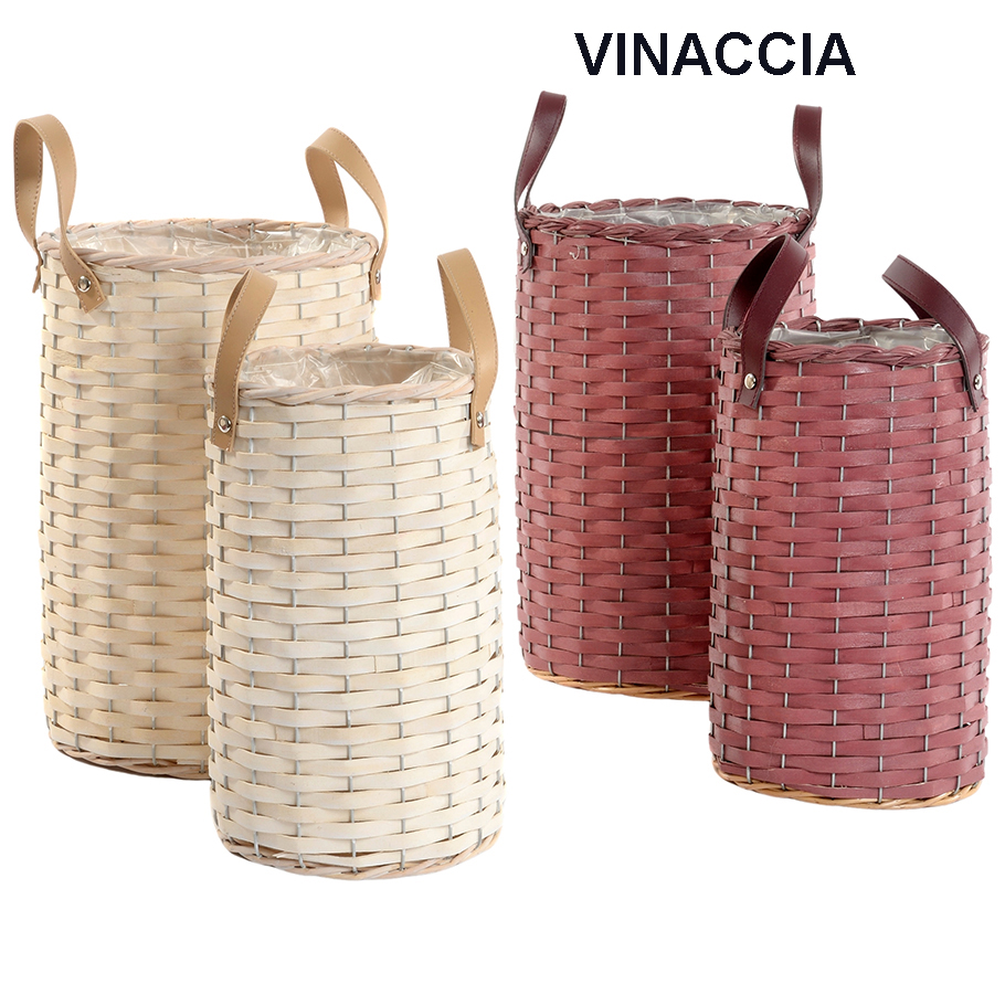 CESTO LEGNO TONDO S/2PZ. D18-23 H30-35CM. VINACCIA