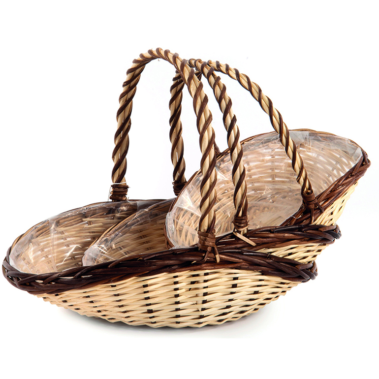 CESTO VIMINI OV.S/3 D25X20 40X31 H15-20CM. BORDO SCURO