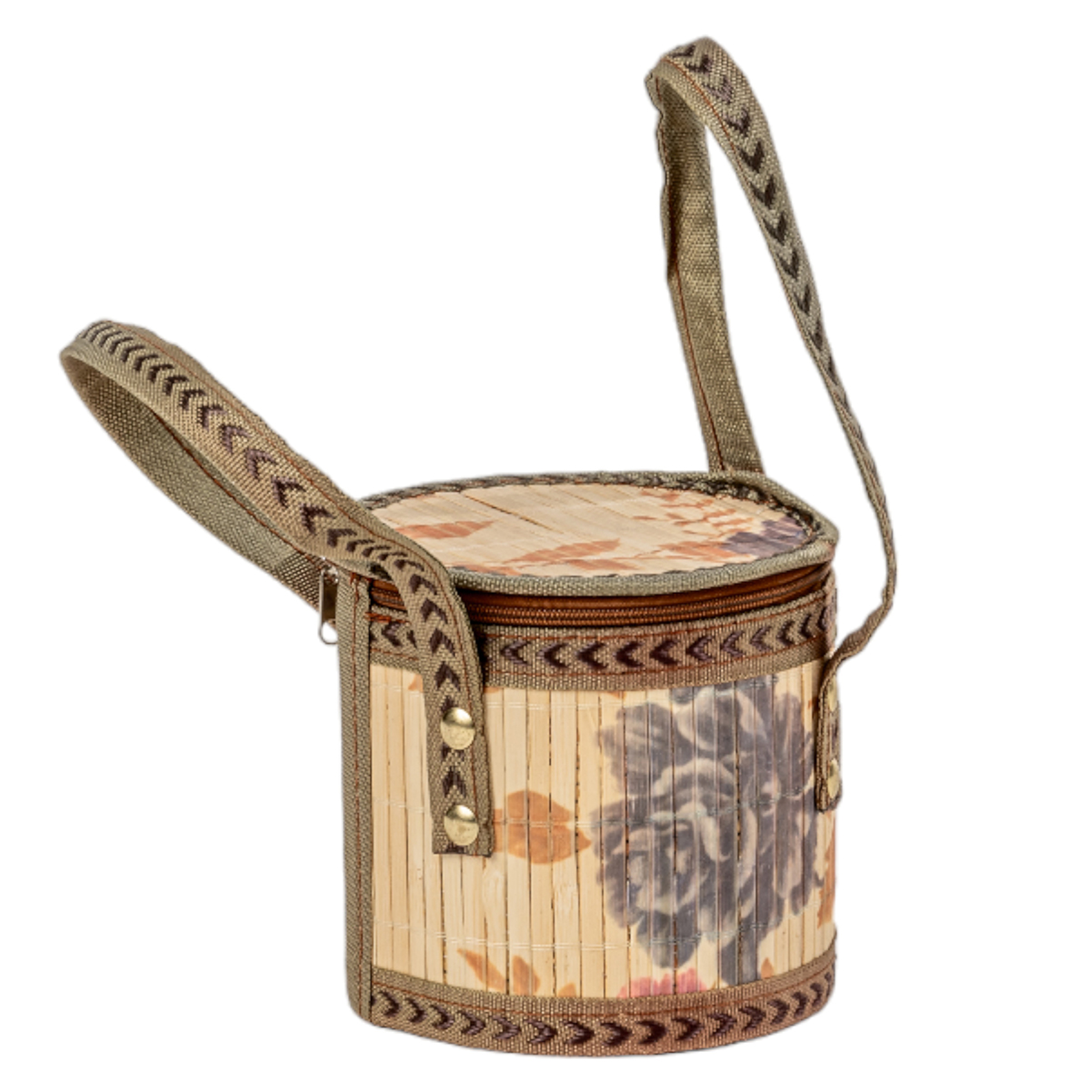 CESTO TONDO C/COPERC. STAMPE CINESI D13 H12CM.