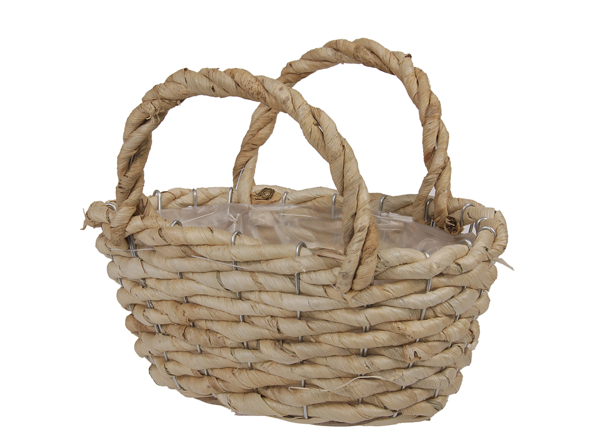 CESTO OVALE C/MANICI 25X15X20CM. NAT.