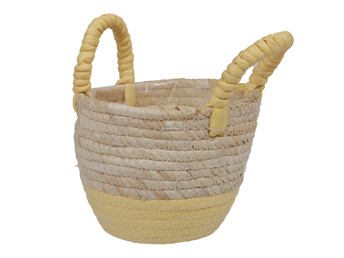 CESTO BICOL. C/MANICI D14 H11CM. GIALLO