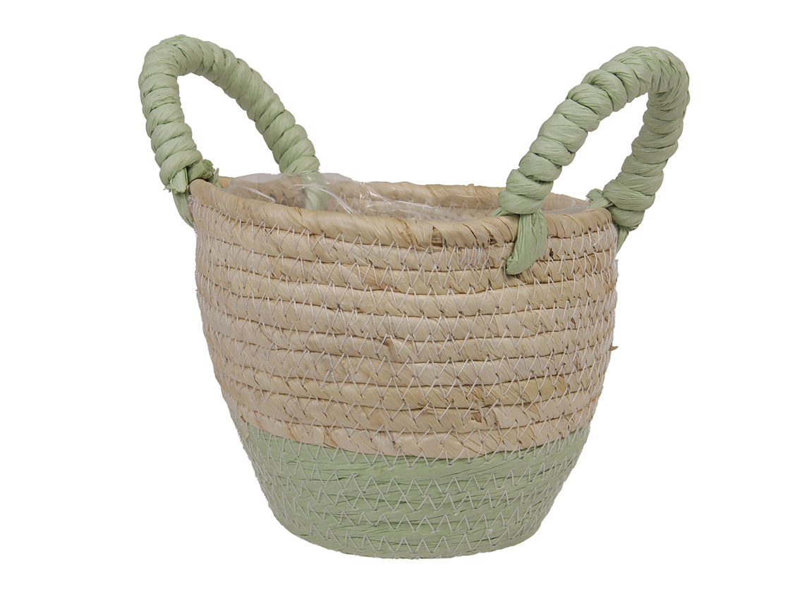 CESTO BICOL. C/MANICI D14 H11CM. VERDE