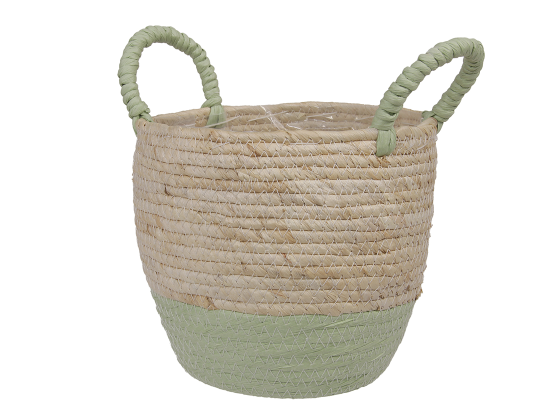 CESTO BICOL. C/MANICI D18 H17CM. VERDE