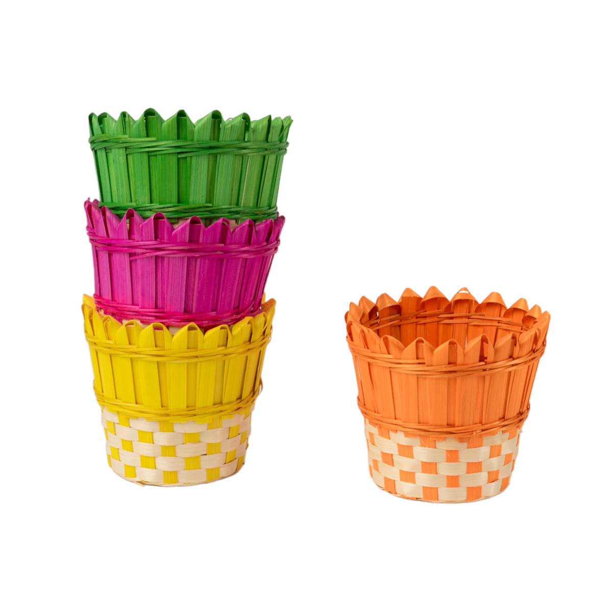 CESTO BAMBU' D16 H14CM. 4PZ. COL.ASS.