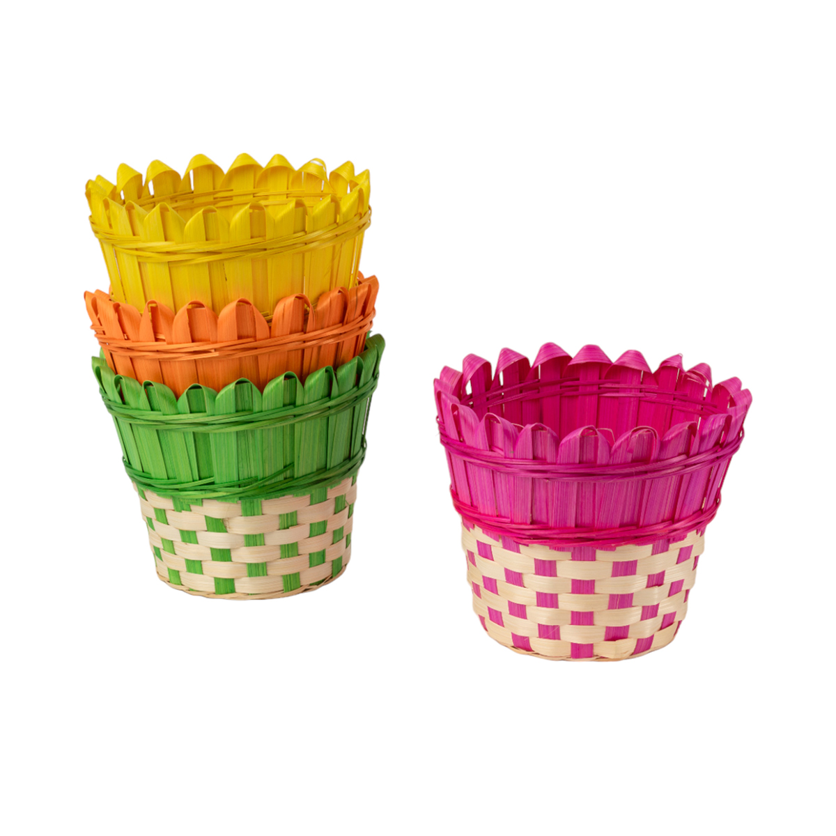 CESTO BAMBU' D18 H15CM. 4PZ. COL.ASS.