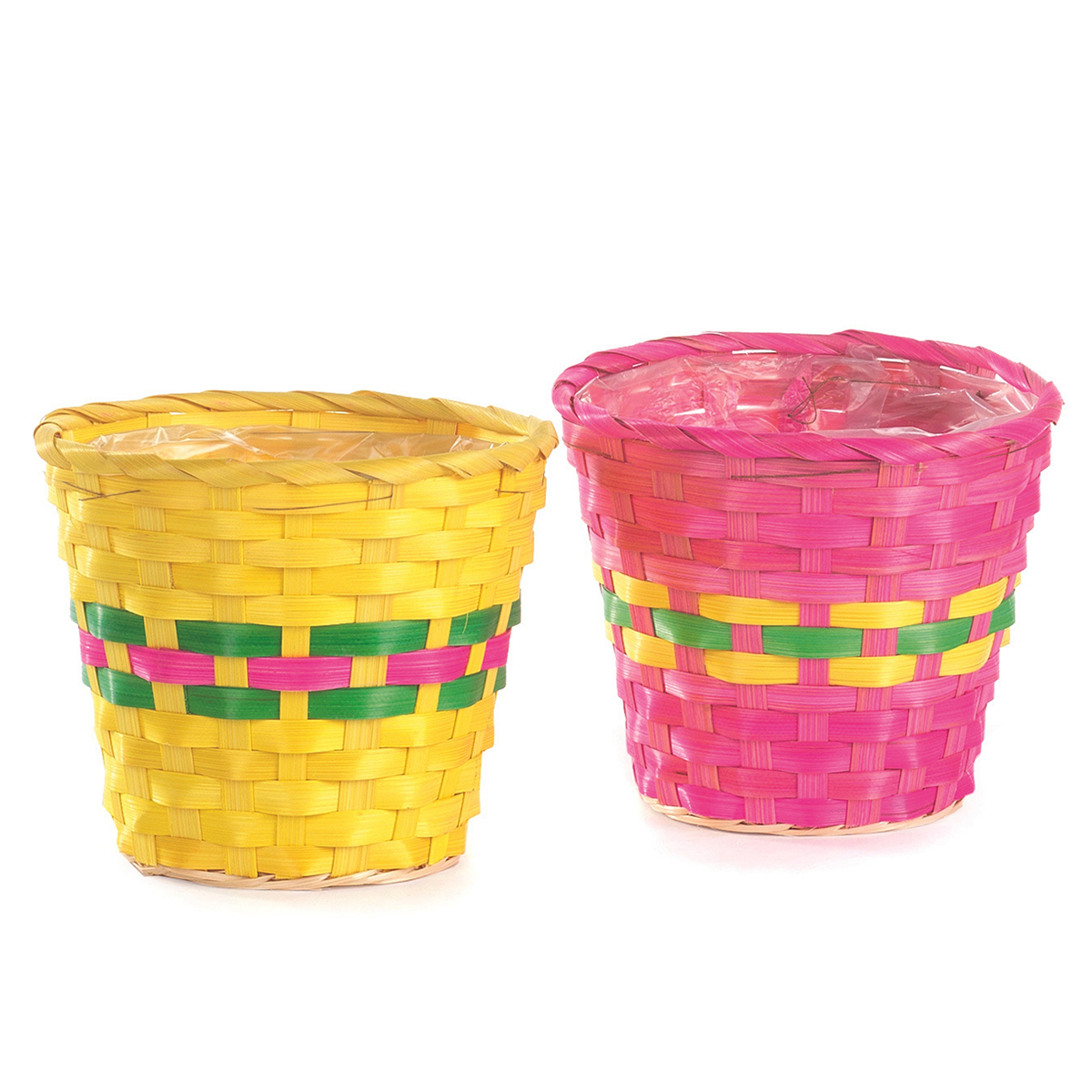 CESTO BAMBU STRISCIA COLOR D14 H12CM. 6PZ. COL.ASS.