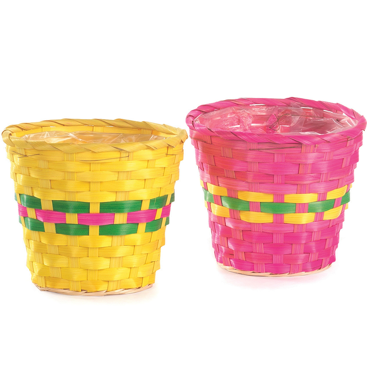 CESTO BAMBU STRISCIA COLOR D16 H14CM. 6PZ. COL.ASS.