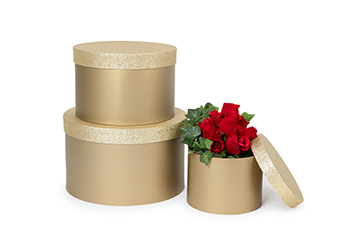 SCAT.ORO COP.GLITTER S/3PZ. H14-18-20 D20-27-32CM.