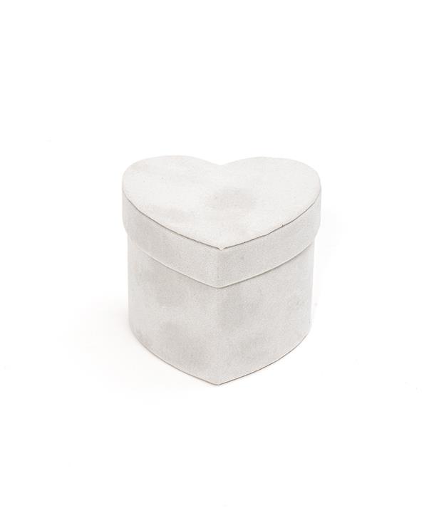 SCATOLA CUORE VELVET 4PZ. 9X8,5 H7,3CM. BIANCO