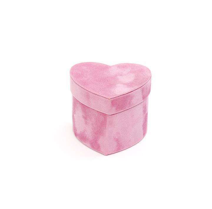 SCATOLA CUORE VELVET 4PZ. 9X8,5 H7,3CM. ROSA