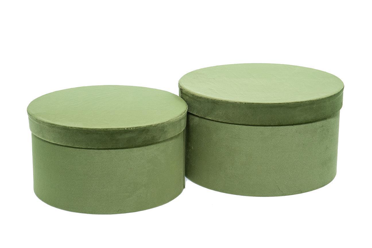 SCATOLE VELVET S/2PZ. H16-14 D28-26CM. VERDE