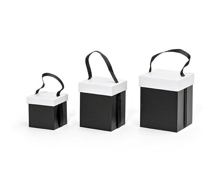 SCATOLE TAKE AWAY S/3PZ. H10-15-17 L10,5-12-14CM. NERO